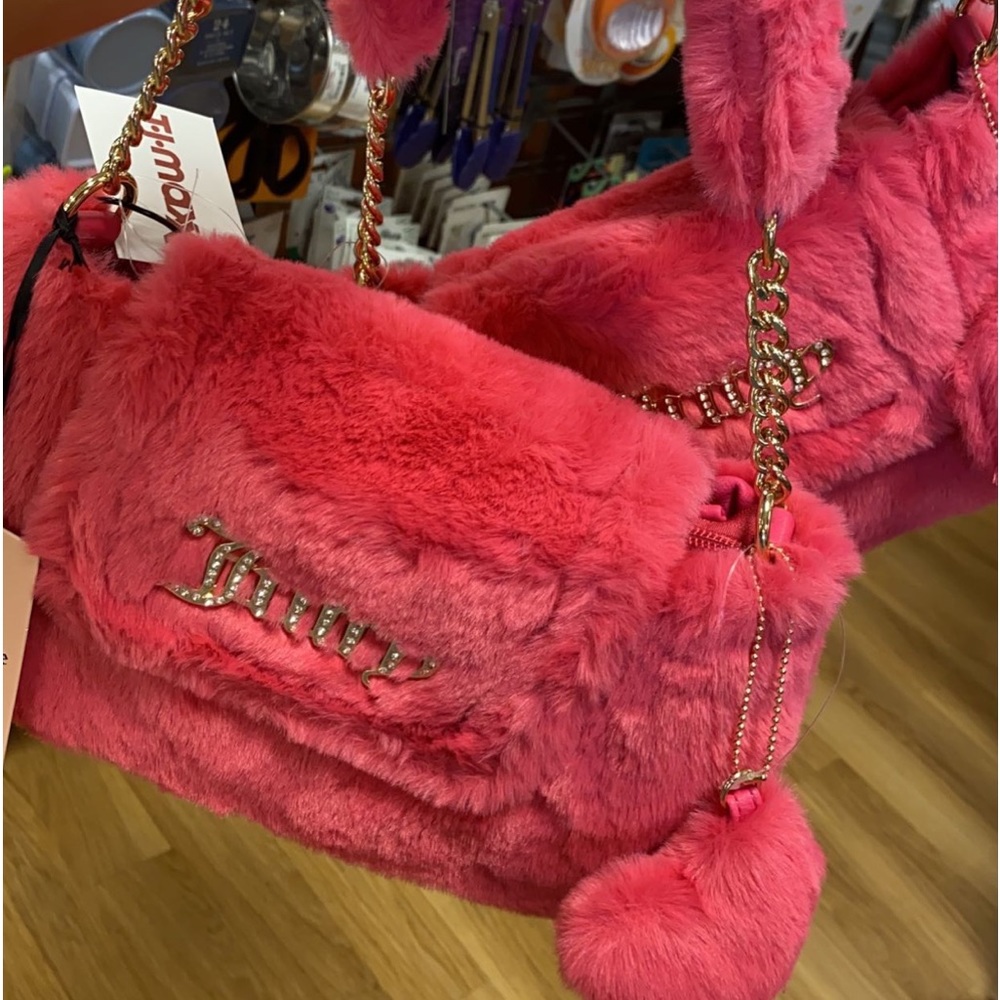 Juicy Couture free love fluffy fur PINK satchel